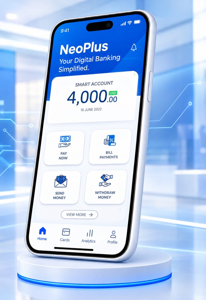 The Neo Banking Mobile App running on a phone